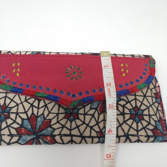 Womens Pink India Ethnic Clutch Wallet Leather - Picture 4 of 6